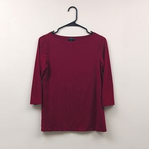 Ann Taylor Women's Burgundy Top Three Quarter Sleeve